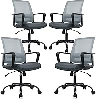 Vista 22 de CLATINA Silla de oficina, ergonómicas de respaldo medio, silla de computadora de malla rodante con soporte lumbar ejecutivo y diseño de altura Negro