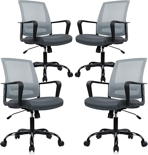 Miniatura 21 de CLATINA Silla de escritorio ergonómica de malla rodante con soporte lumbar ejecutivo y diseño giratorio ajustable para computadora de oficina en