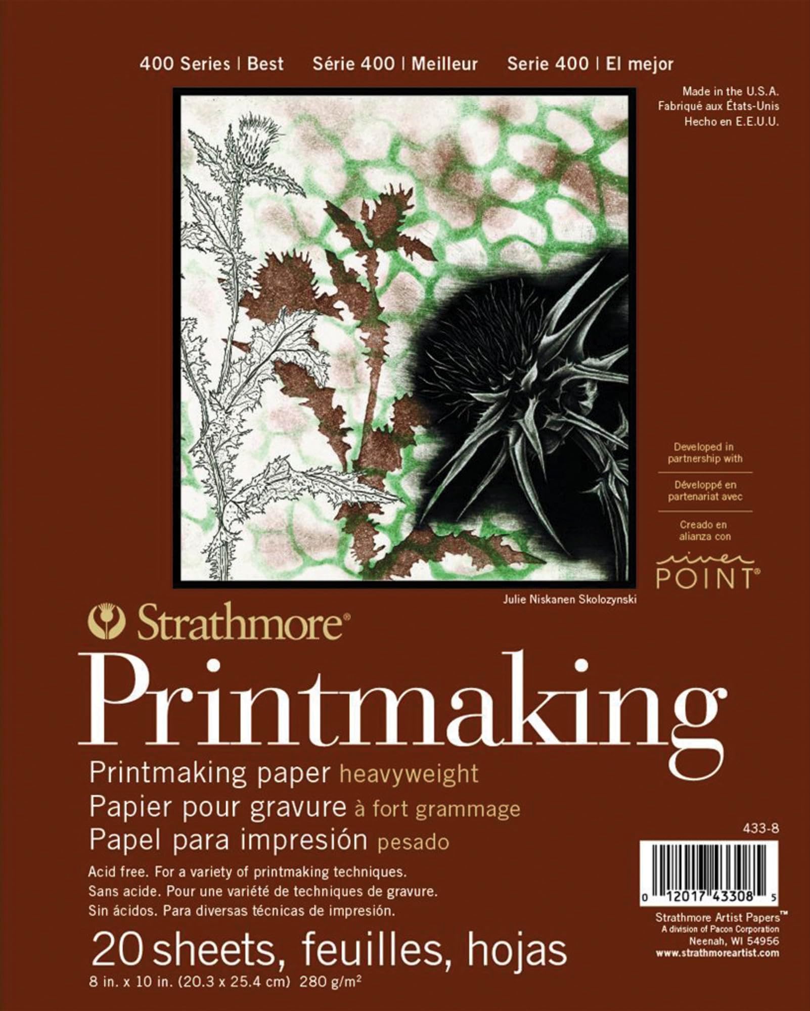 Strathmore 400 Series Printmaking Paper Pad | Acid Free & Heavy Weight Printing Paper | Ideal for a Variety of Printing Techniques | 280 GSM, 20 Sheets, 25.4 x 20.3 cm