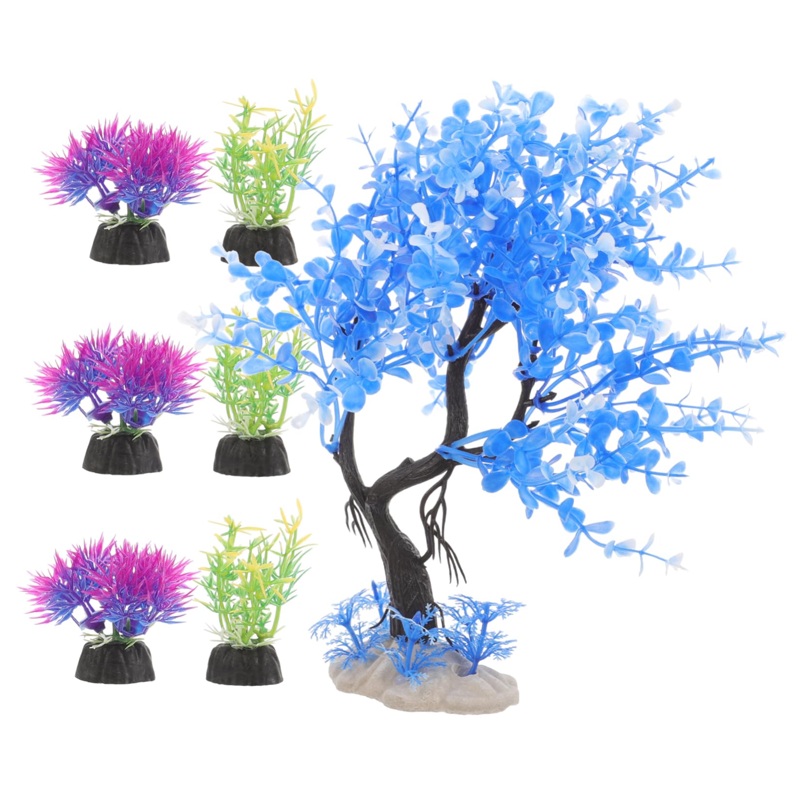 Alipis 3 Set Piante Artificiali Per Decorazioni Realistiche Per Serbatoio Accessori Per Layout Acquatici Per Rettili 7 Pezzi*3
