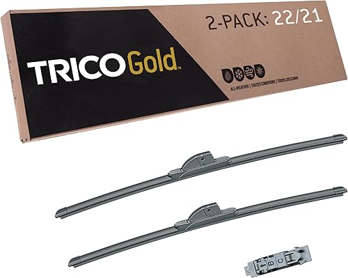 TRICO Gold - Juego de 2 limpiaparabrisas de repuesto de 22 pulgadas + 21 pulgadas para el lado del pasajero y del conductor, para todo tipo de