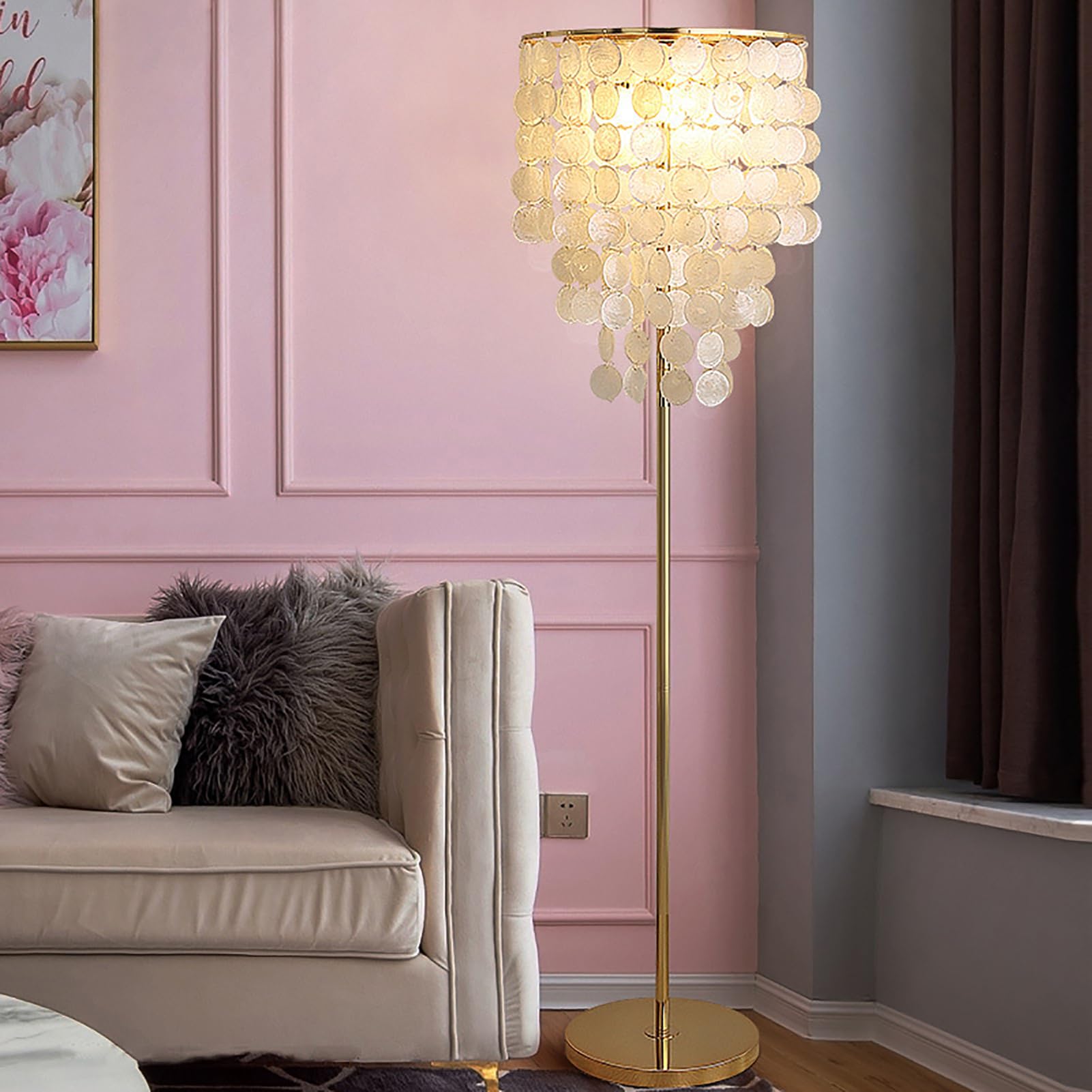 Lampadaire Coquillage élégant luminaire d'exception en nacre véritable
