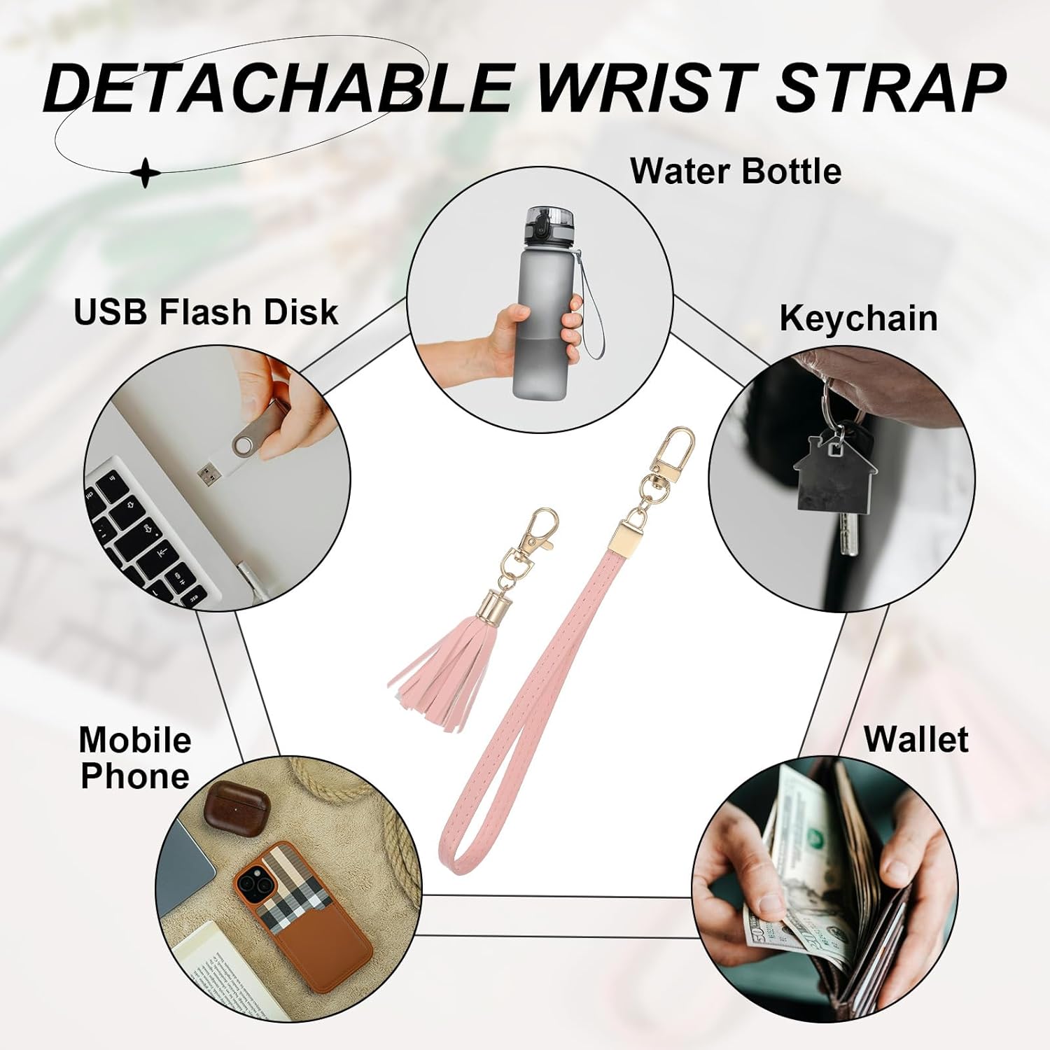 uxcell Slim Wallets Wristlet for Women, RFID Credit Card Case Keychain with Tassel PU Wristlet - Image 5