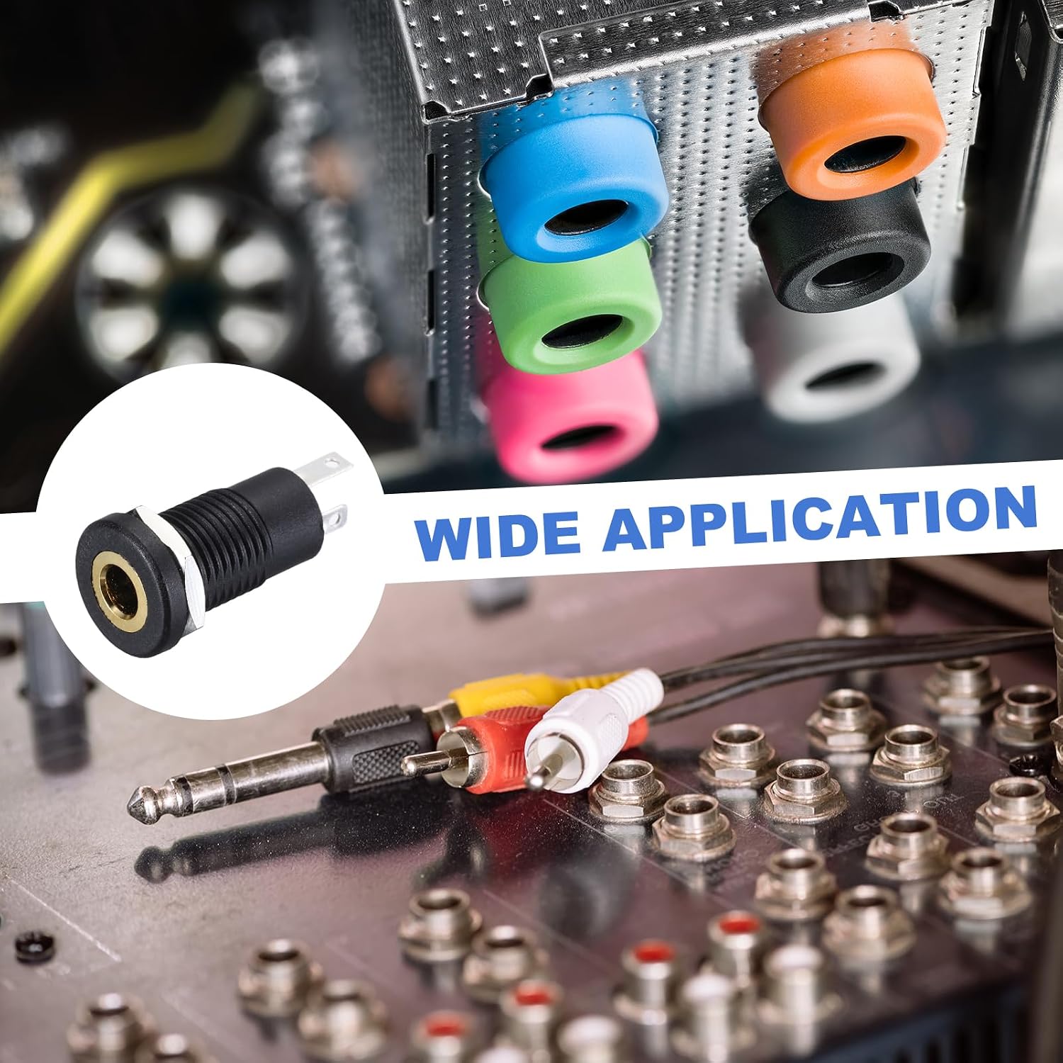 MECCANIXITY 20 Pcs 3.5mm Vertical 3 Pins TRS Stereo Audio Socket Extended Thread with Hex Nut Cable or Adapter for Audio Headphone Radio PCB Panel CD Players