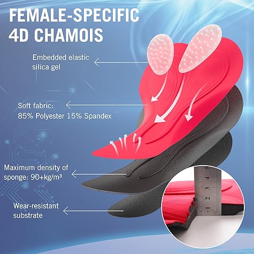 Miniatura 5 de baleaf Pantalones cortos para ciclismo con acolchado 4D para mujer, ropa interior de gel para ciclismo, bolsillos