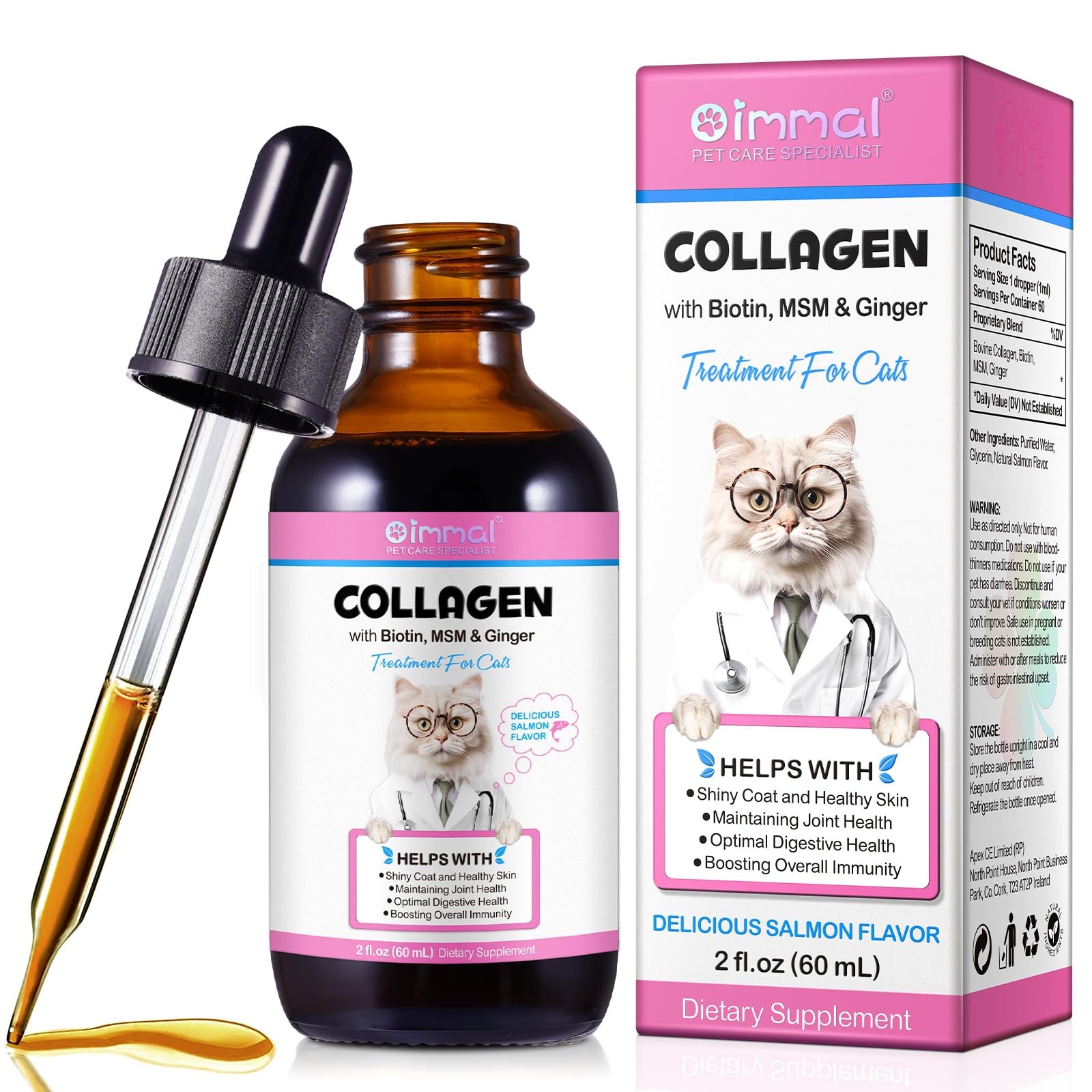 KerYuuryeeng Collagen Drops for Cats, Liquid Collagen for Cats, Complementary Feed with Biotin & MSM for Skin, Coat & Joint Support – Chicken Flavour
