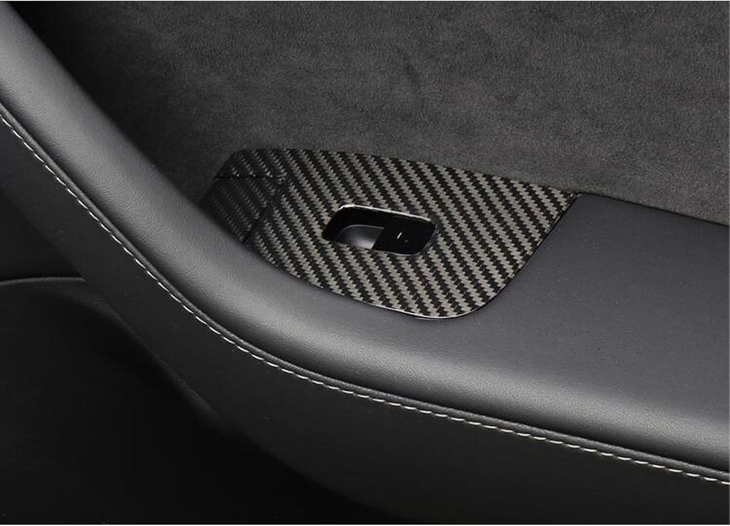 x xotic tech Car Interior Door Panel Strip + Door Window Switch Lift Button Panel Cover Trim Accessories Combo Pkg, Carbon Fiber Pattern, Compatible with Tesla Model 3 2021-2023, Model Y 2020-2025