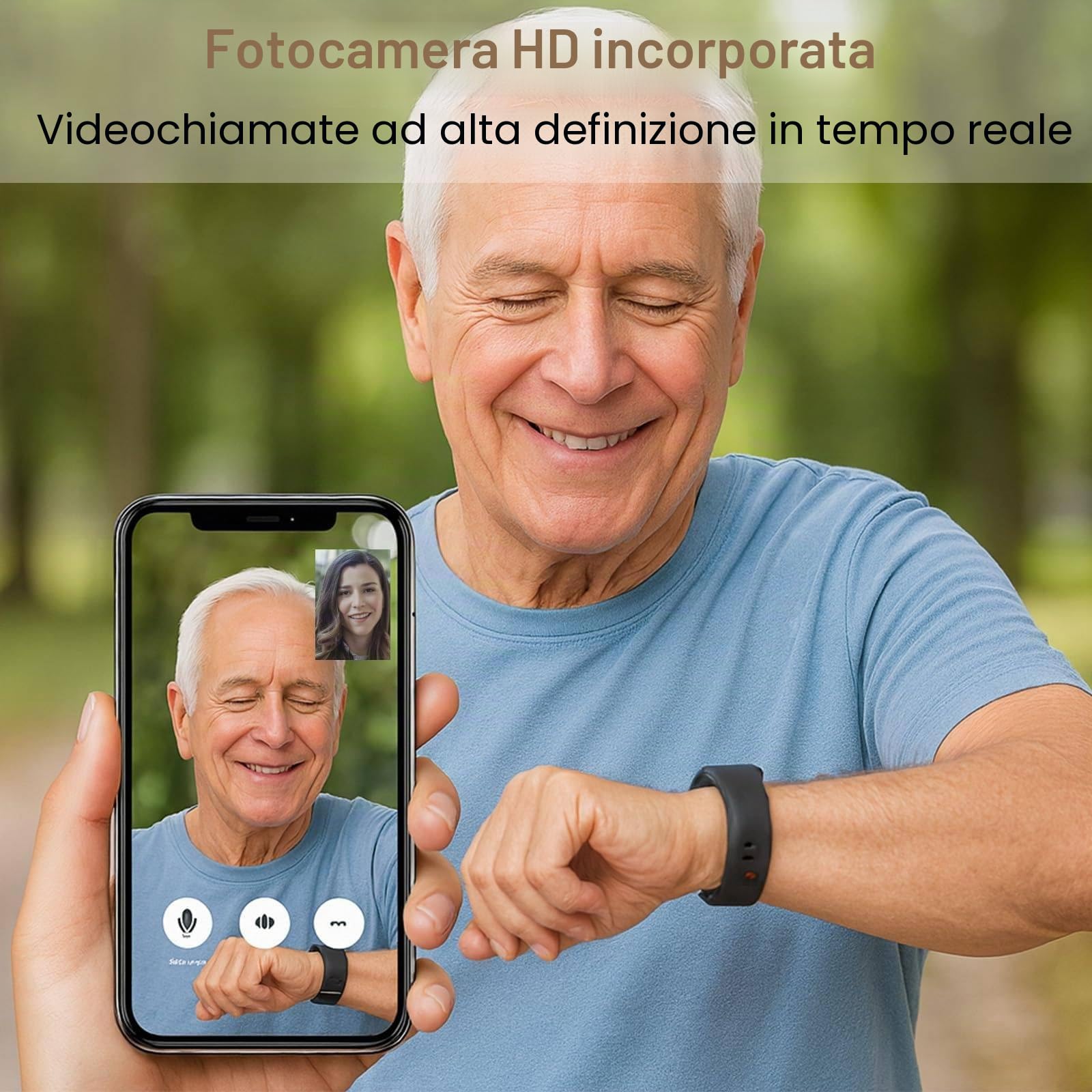 Orologio Intelligente per Anziani, con GPS Preciso, Rilevamento Cadute E Pulsante SOS 3S, Videochiamata HD, Batteria A Lunga Durata, Braccialetto per Anziani Red