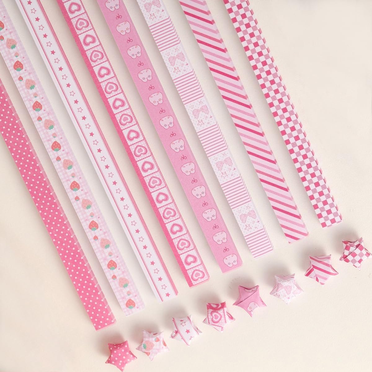 Star Origami Paper, 520 Sheets 8 Different Designs, Cute Design Lucky Star Decoration, DIY Handmade Craft Paper(Pink, 520 Sheets)