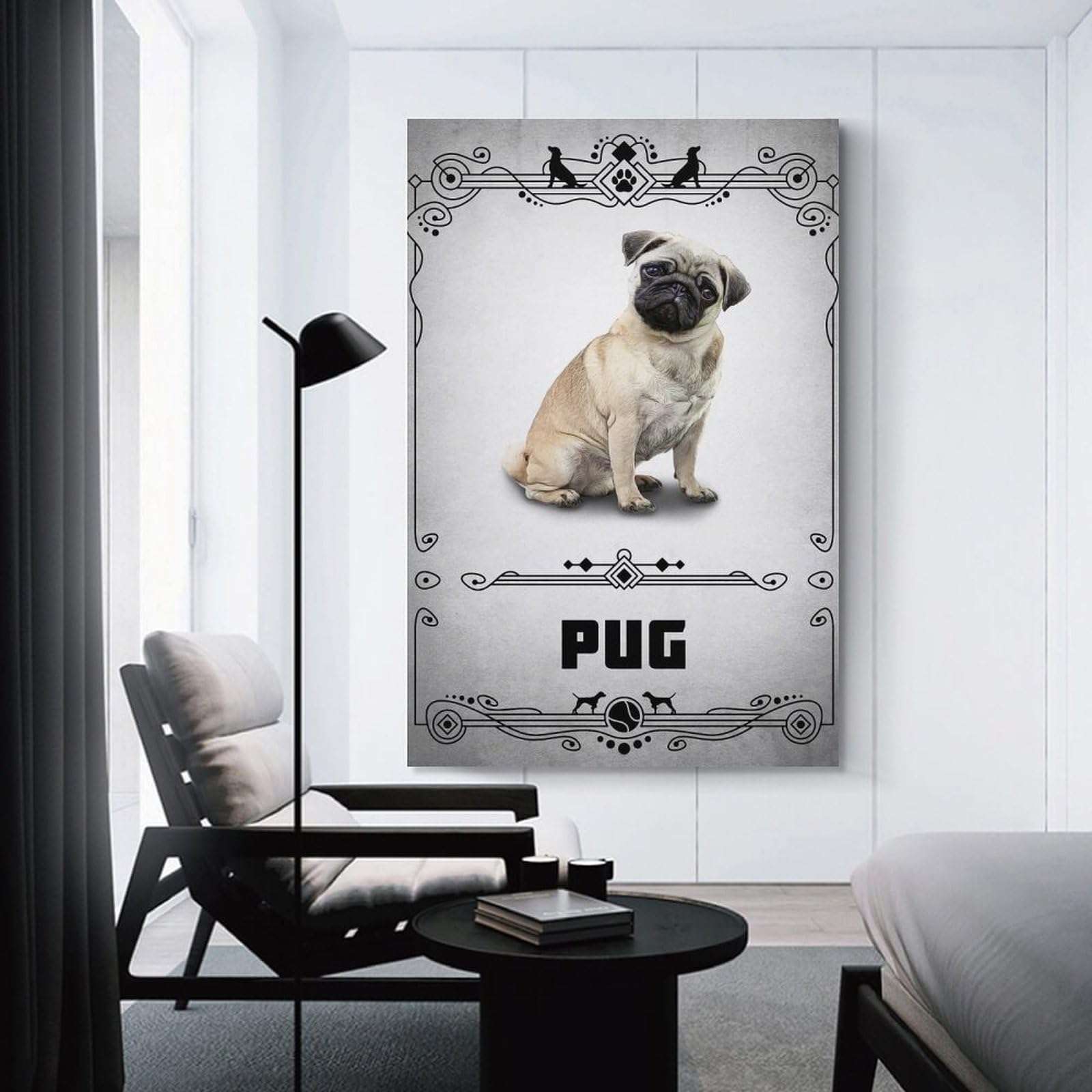 Junmoney Decorative Wall Artwork Pug, 20x30inch(50x75cm), for Lounge, Bedroom Or Personal Spaces, Gift Idea for Housewarming And Birthdays
