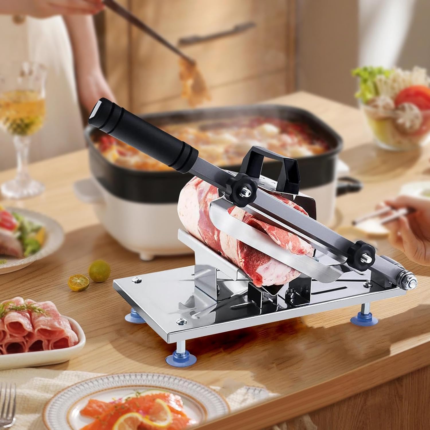 Amazon | 手動冷凍肉スライサーキッチン肉スライサー食品スライサー 
