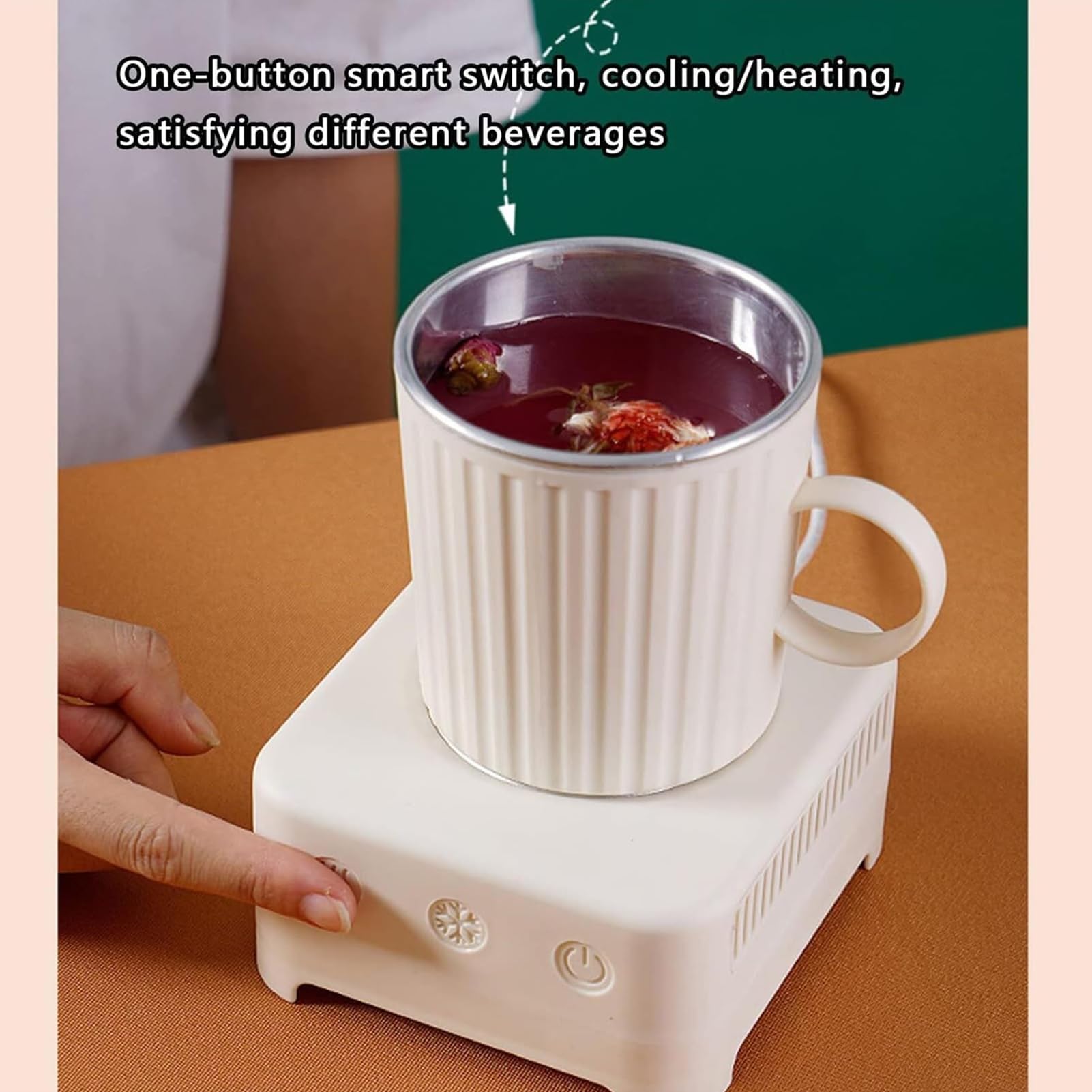 Tazza Elettrica Refrigerante 2 in 1, Macchina per Bevande Calde e Fredde da 36W con Tazza a Raffreddamento Rapido da 400ML, Controllo con un Solo Tocco, Cavo di Alimentazione da 1,2M e Yellow Car Use