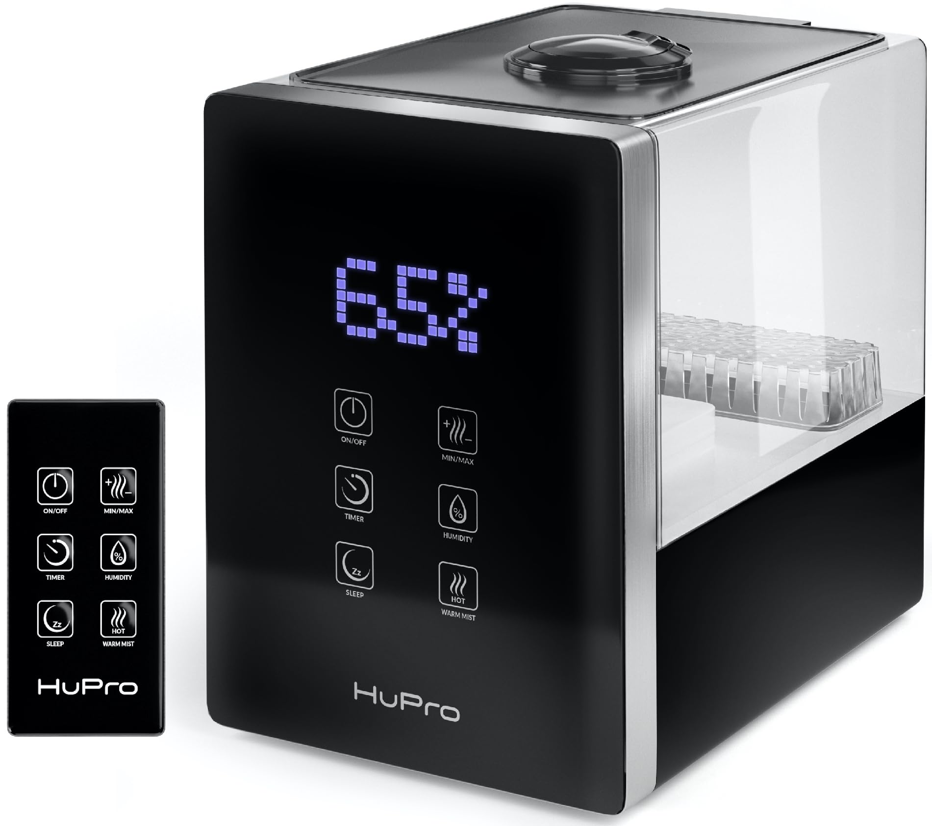 HuPro 6L Cool Warm Mist Humidifier - Large Room 400 sq ft Ultra Quiet 30dB Remote Control Essential