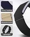 MAKCPOIMER Stretchy Nylon Sport Loop Compatible with Amazfit Helio Strap, Adjustable Elastic Fitness Tracker Wristband with Pre-Installed 22mm Pins (Black) gallery image