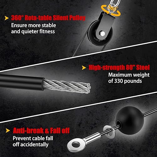 Miniatura 2 de Sistema de polea Outify Gimnasio, LAT máquina desplegable con 2 poleas de cable ajustables para gimnasio, sistema de cable de polea 3 en 1, barra