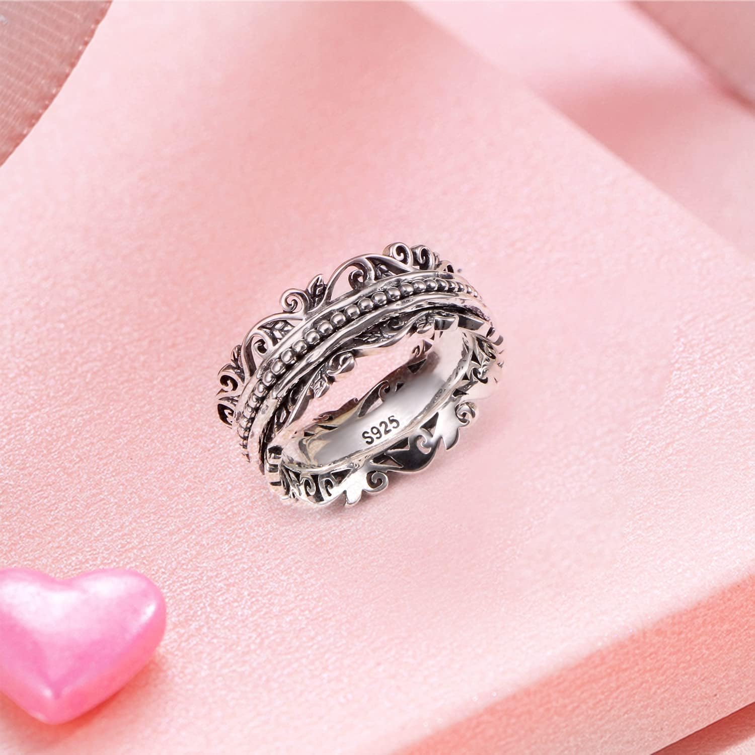 Spinner Ring 925 Sterling Silver Fidget Rings for Anxiety Stress Relieving ADHD Autism Rings Women Men - Image 3