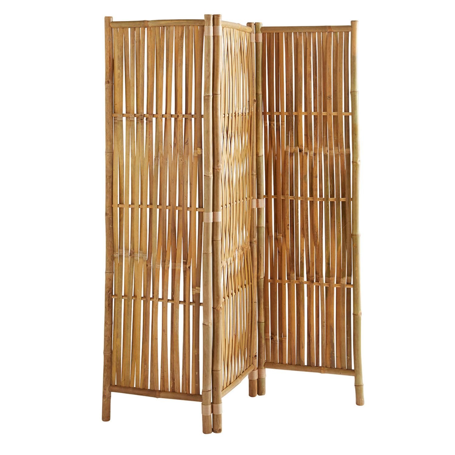 BOX AND BEYOND Biombo de Interior - 160 x 139 cm - Separador de ambientes en bambú Natural - Biombo de 3 Paneles - Biombo para Dormitorio, salón - Mampara móvil