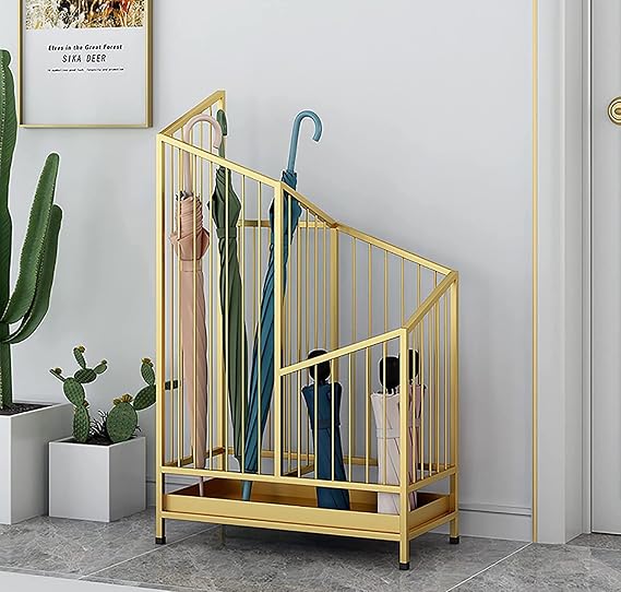 Umbrella Holder Umbrella Rack Double Grid Umbrella Rack,Multi-Purpose Metal Umbrella Holder with Removeable Drip Tray, for Hall Hallway Hotel Umbrella Bucket