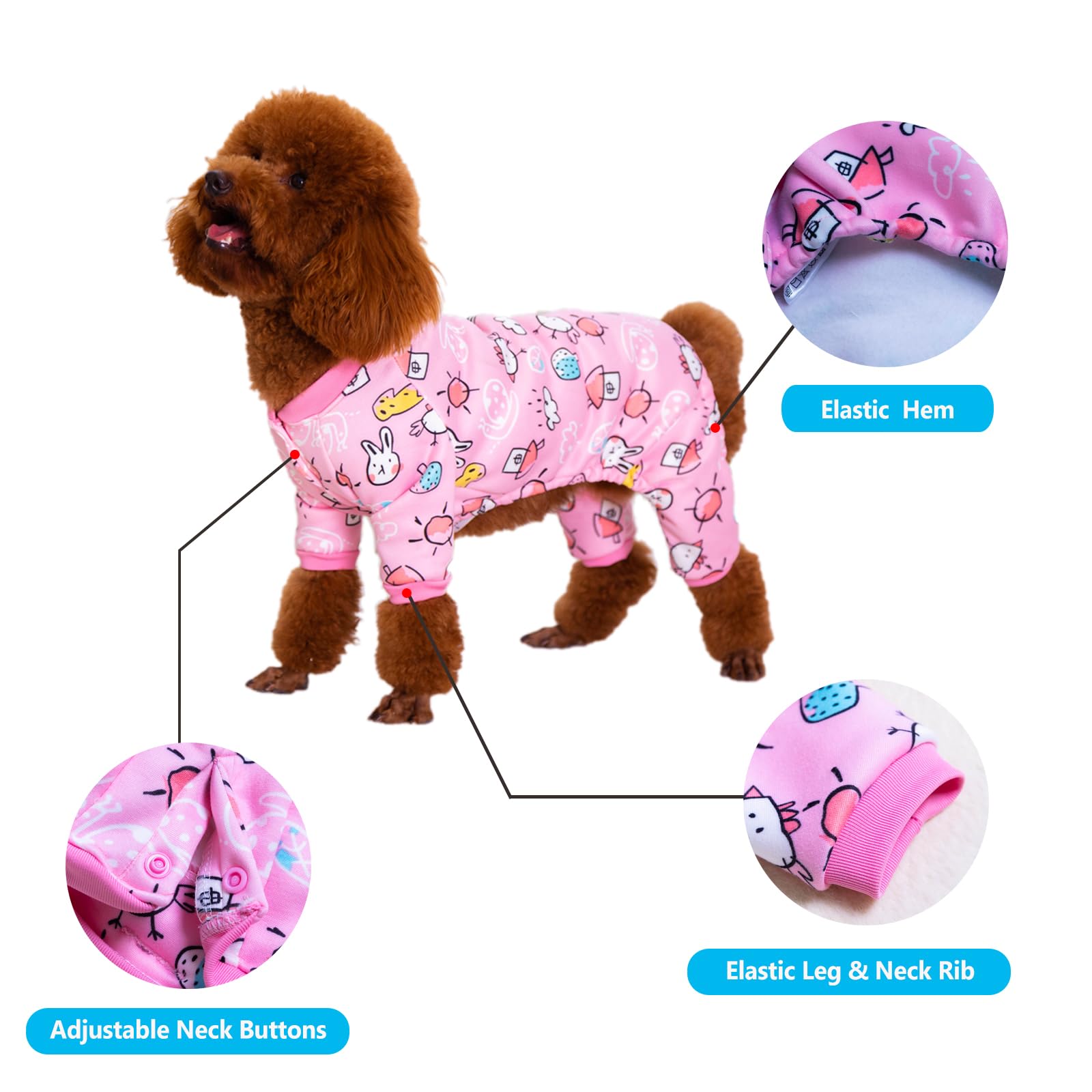 Flying Tail Fleece Inner Dog Pajamas, Cute Dog Heart Pajamas, Puppy Jumpsuit Pajamas - Image 2