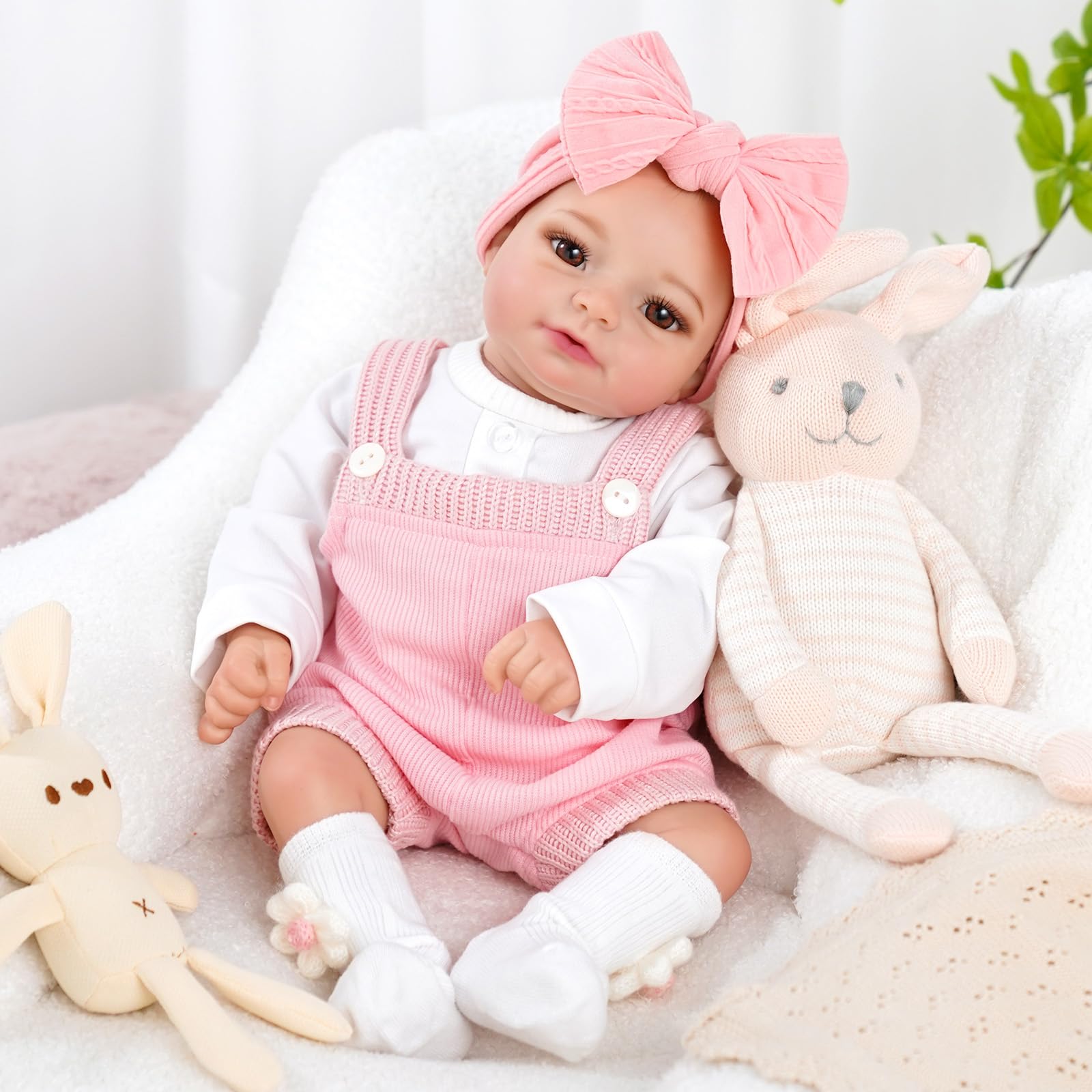 BABESIDE Bebe Reborn 17 Pulgadas Muñeca Reborn Realista con Cuerpo Suave de Tela, Ojos Marrones Realistas, Adorable Muñeca Bebé con Ropa y Accesorios Regalo para Niños Mayores de 3 Años y Colección