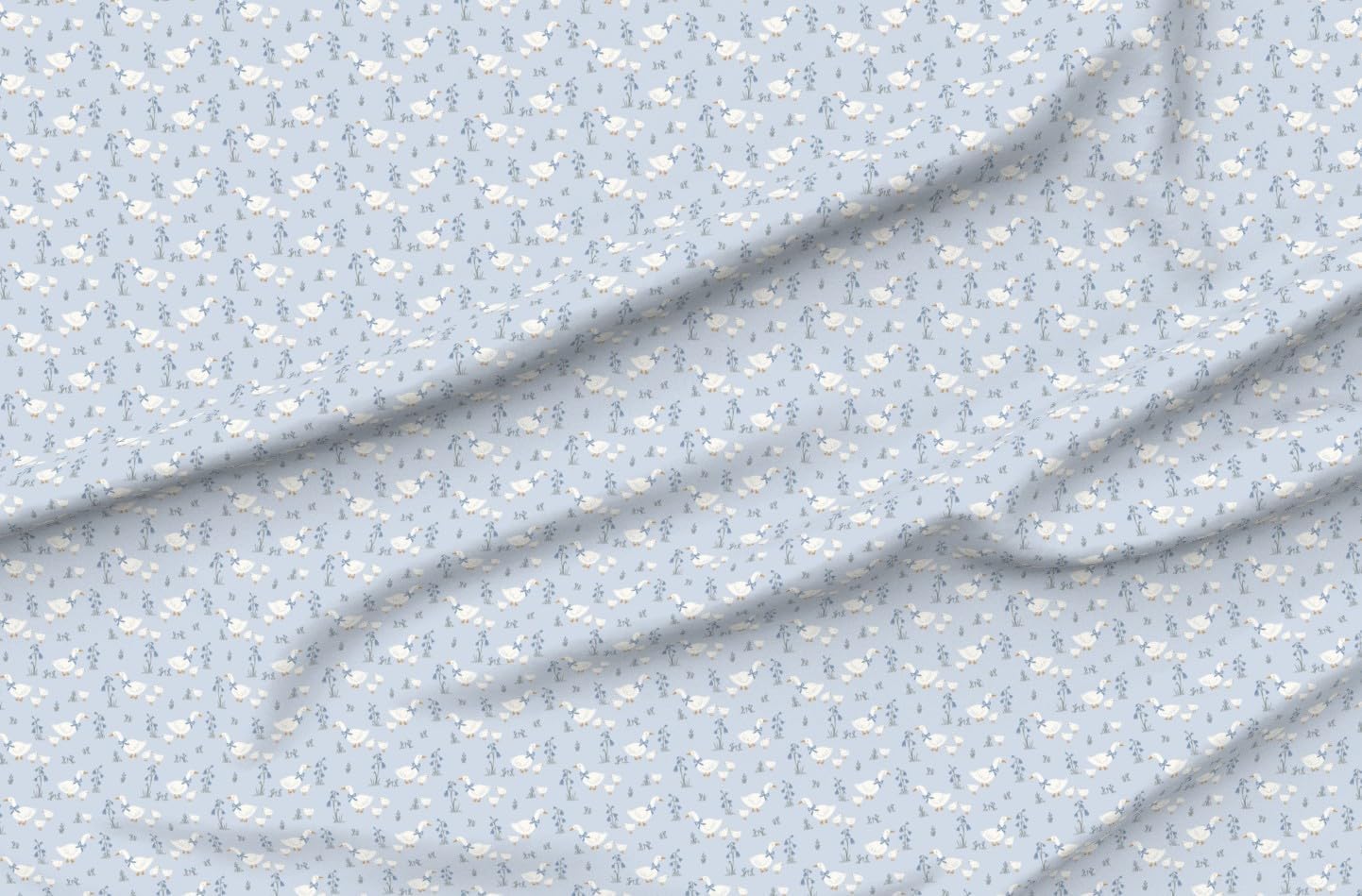 Spoonflower Fabric - Spring Farmhouse Cottage Ducklings Rustic Cottagecore Goose Country Printed on Petal Cotton Fabric Fat Quarter - Sewing Quilting Apparel Crafts Decor