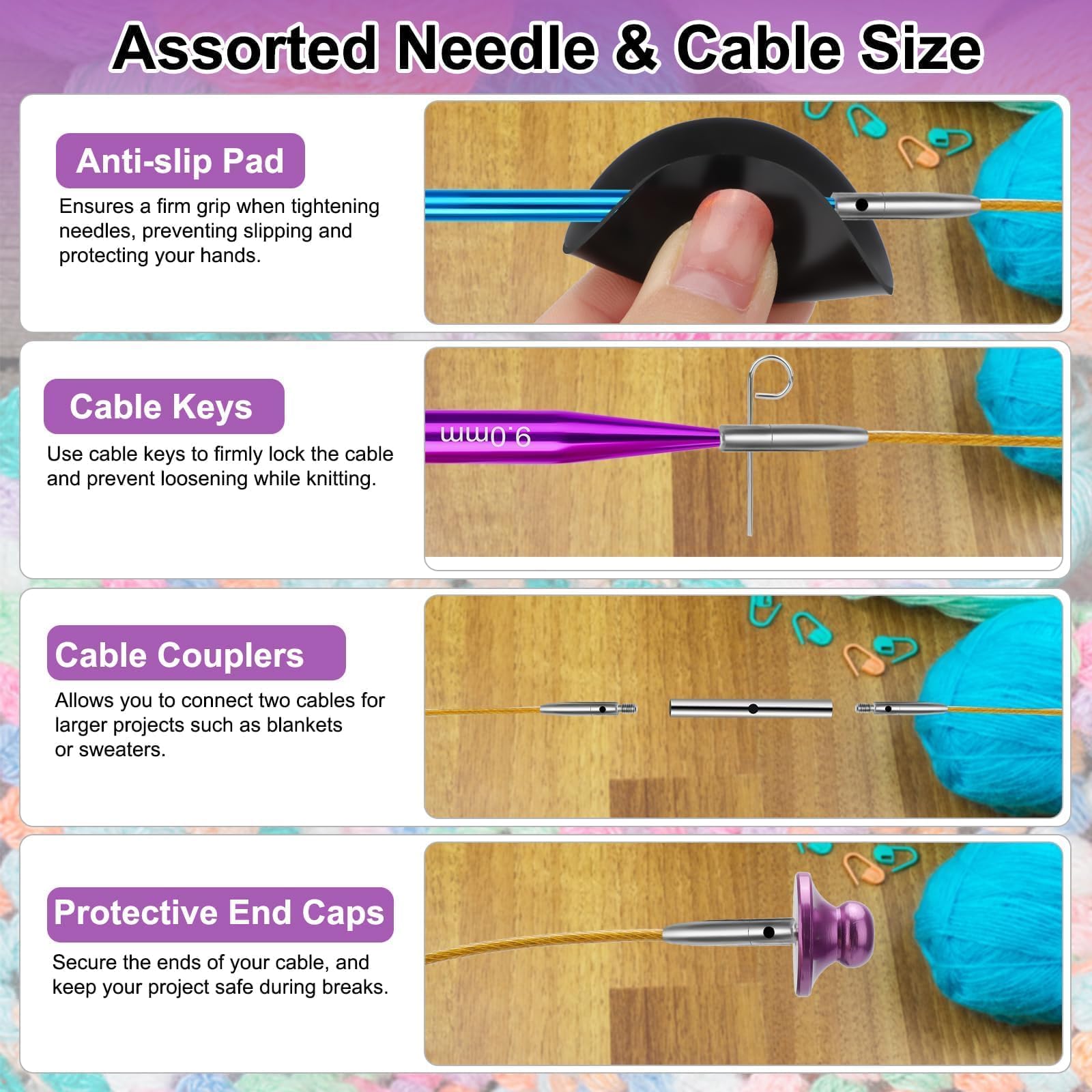 EEEKit 13 Paar austauschbare Rundstricknadeln, 10 cm, Rundnadeln von 3,0 mm bis 10 mm, mit Etui und Zubehör