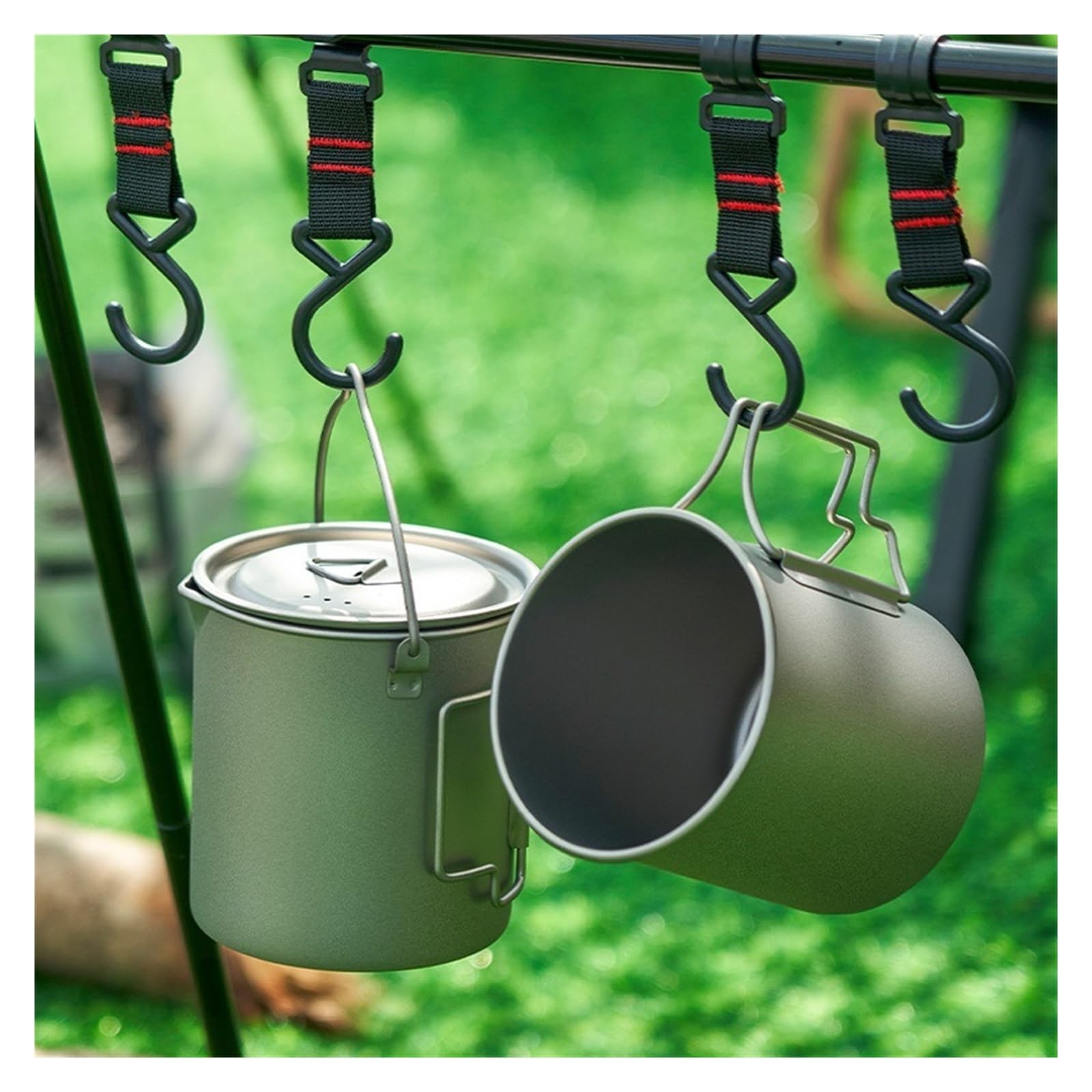 Generico Set di pentole da Campeggio con Tazza Pieghevole (420 ml/750 ml) e pentola 750 ml, Kit Portatile Esterno, Compatibile Zaino Escursionismo