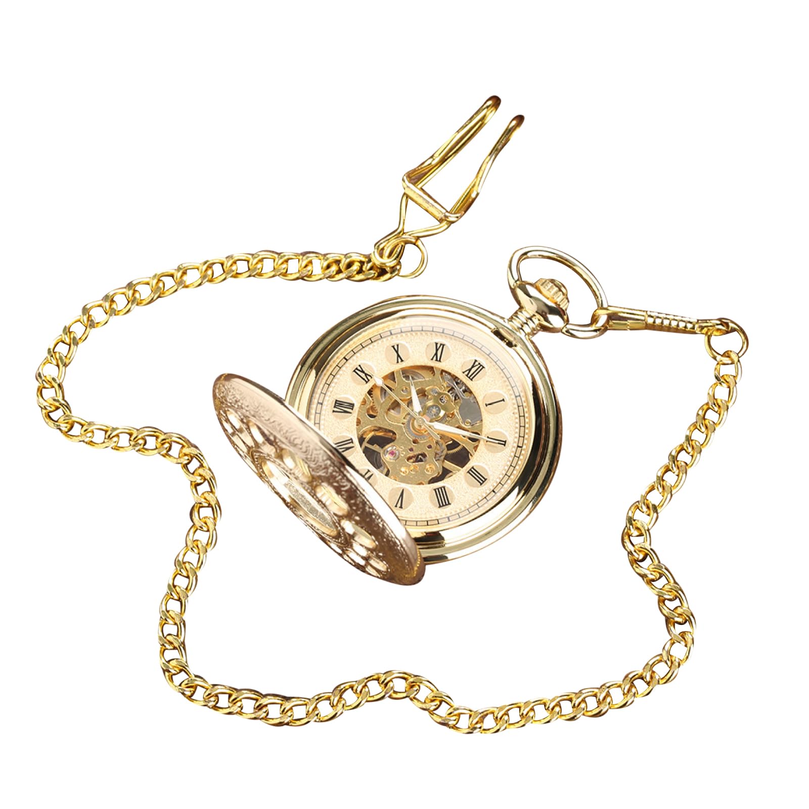 MOUDOAUER 15MM Espesor Pétalo Hueco Vintage Retro Cuarzo Steampunk Reloj de Bolsillo Accesorios