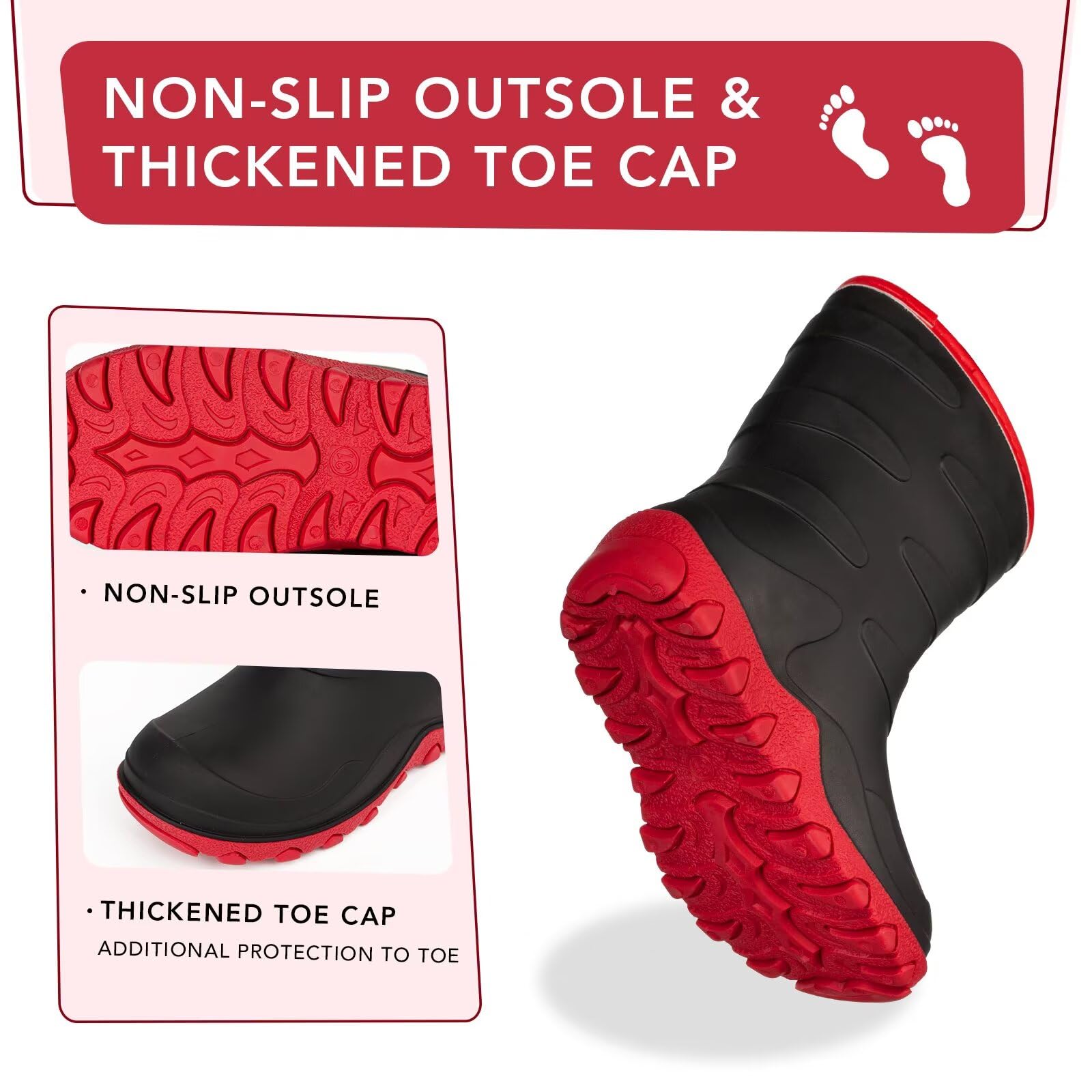 FUNCOO PLUS Bottes d'hiver chaudes doublées pour filles et garçons - Bottes de pluie et de neige - Taille 27-38