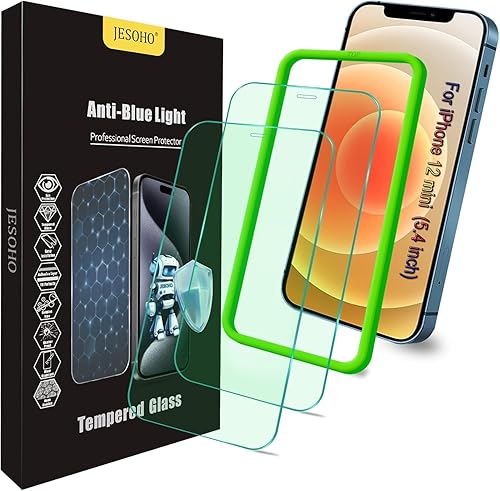 Vista 22 de Protector de pantalla para iPhone 15 Plus [6.7 pulgadas], 2 películas de vidrio templado antiluz azul incoloras, transparente HD, dureza 9H, sin