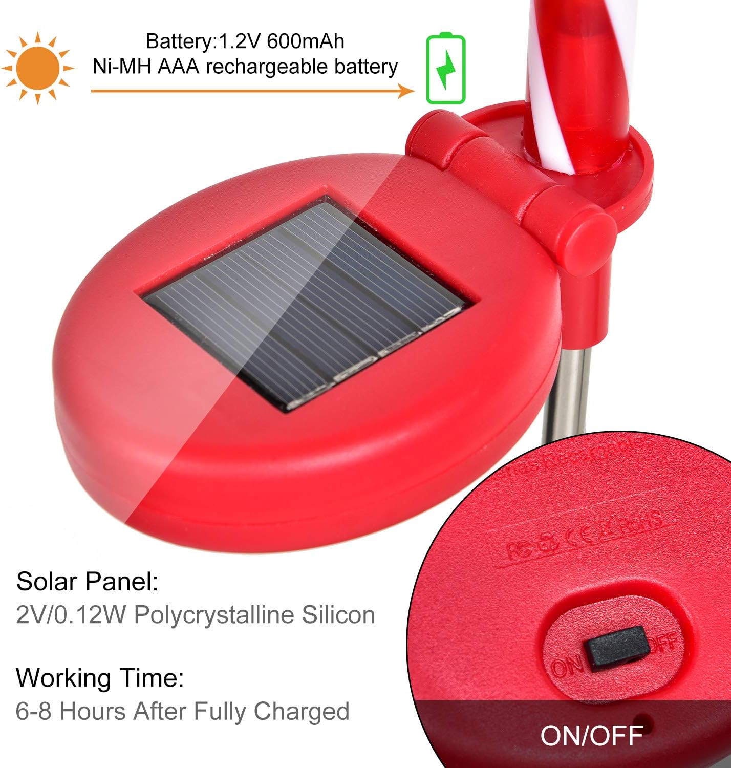 Candy Cane Solar Lights Christams Ourdoor Decoration Clearance - 4 Pack Outdoor Candy Cane Stakes with Built-in LED Lights for Pathway Walkway Christmas Decorations, 23 inch