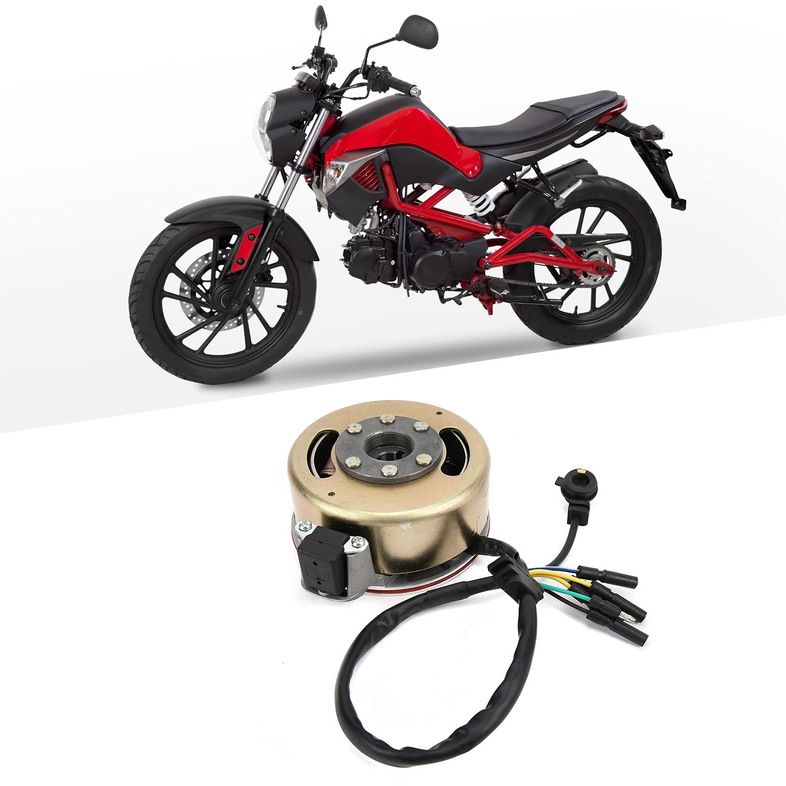 Elektroniczne Koło Zamachowe Stojana Zapłonu Pasuje do Wymiany Spustu Pit Motoru Lifan 50-125 Cm3, Stop Stali/drut Miedziany, 1 X Stojan Zapłonu + 1 X Magnetyczne Koło Zamachowe, Idealny do