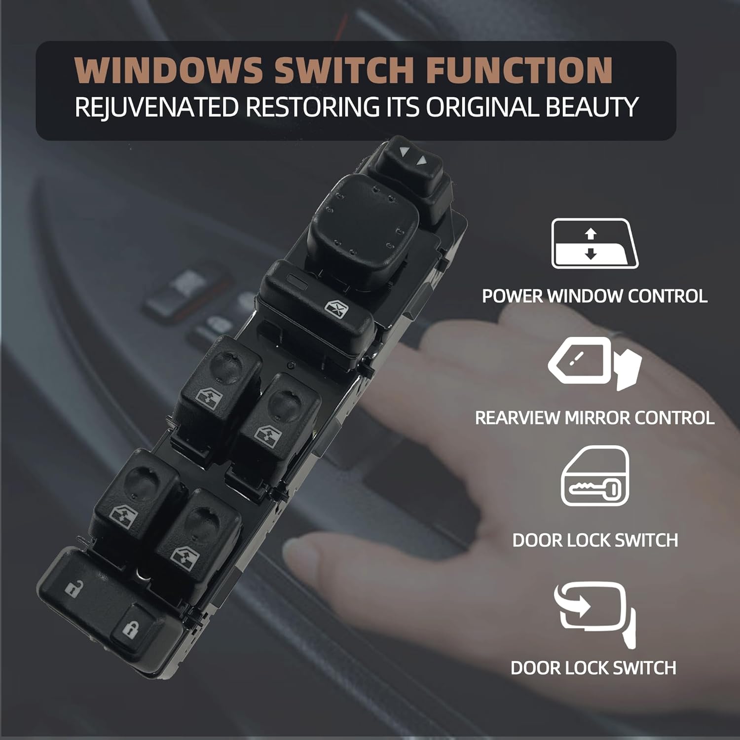 Crew Cab 8 Buttons Power Windows Switch Without Power Folding 15883323 for 2004-2006 Chevrolet Silverado 1500 for 2003-2006 GMC Sierra Replace# 10398568 15202853 15112974 901-075
