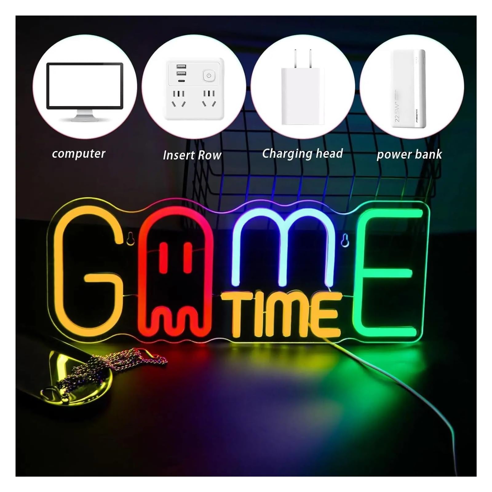 Luci al Neon Da Parete Insegna Al Neon Game Time Con Luce Dimmerabile USB Per Sala Videogiochi Camera Da Letto Per Ragazzi Adolescenti Decorazione Personalizzata 40.5cmх15.6cm