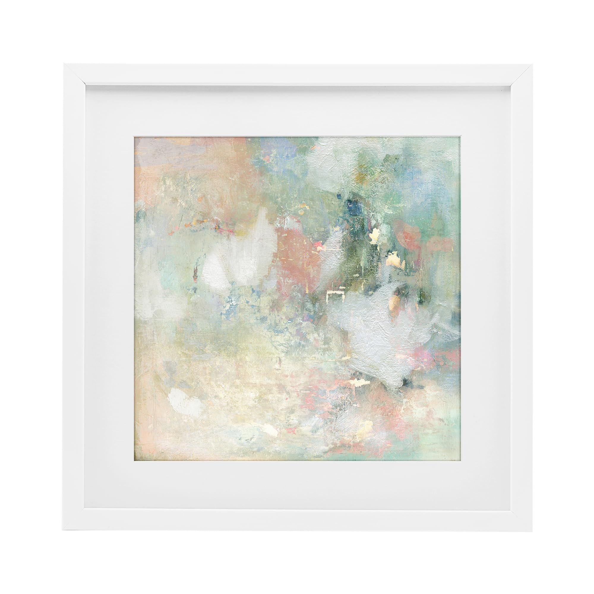 'Serene Pastel Brushstroke Harmony'| Framed Print Under Glass