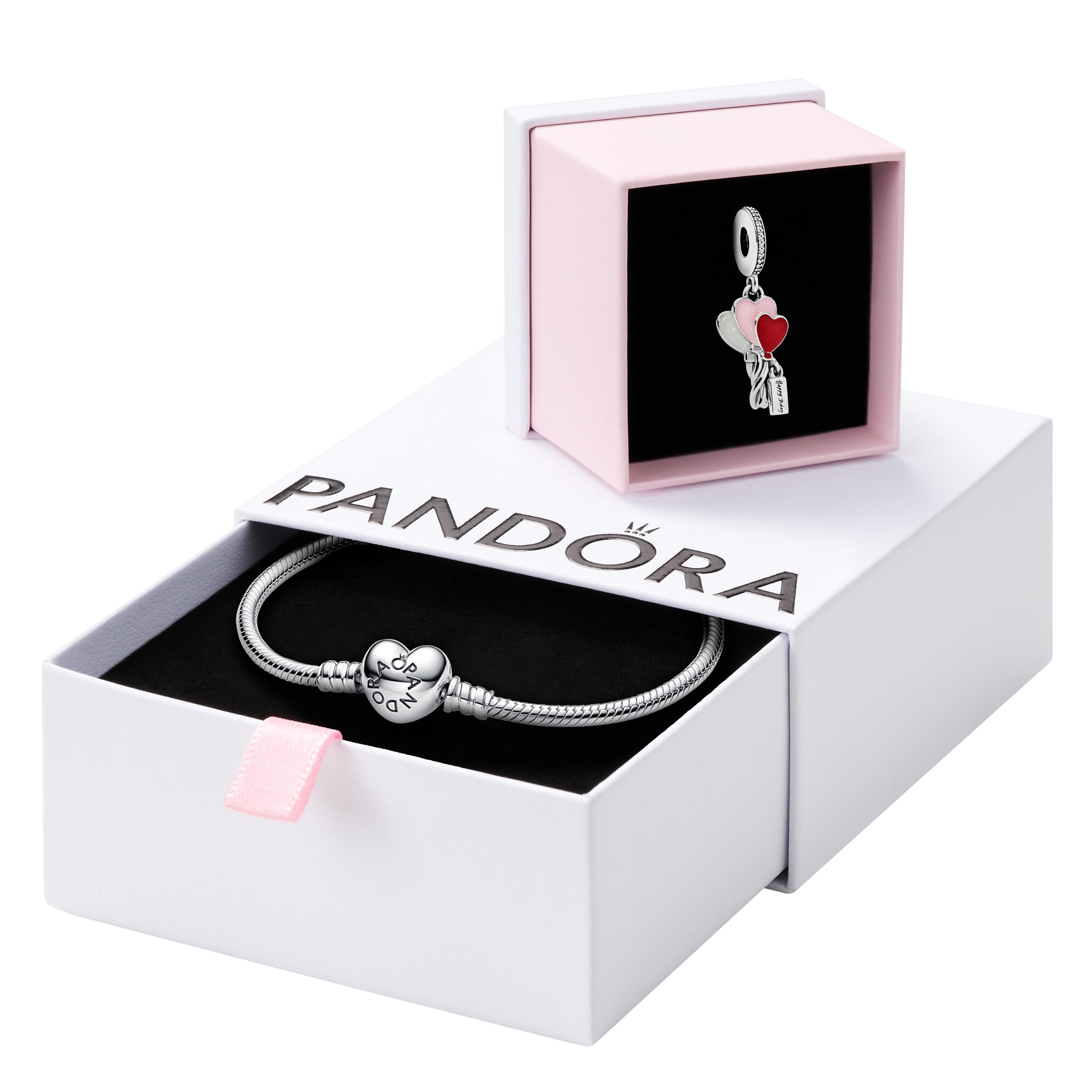 PANDORA Jewelry Bundle with Gift Box - Happy Bday Balloon Sterling Silver Dangle Charm Moments Sterling Silver Snake