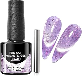 Cat Eye Gel Nail Polish - Magnetic Gel Nail Polishes - Purple Cat Magnetic Eye Gel Polish - Soak Off U V/LED DIY Nail Gel Varnish with Magnetic Stick