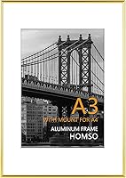 Vista 27 de Homso Marco de póster A1 en color negro, tablero fino de metal A1 con plexiglás acrílico para fotos A2 con paspartú o 23.4 x 33.1 pulgadas sin