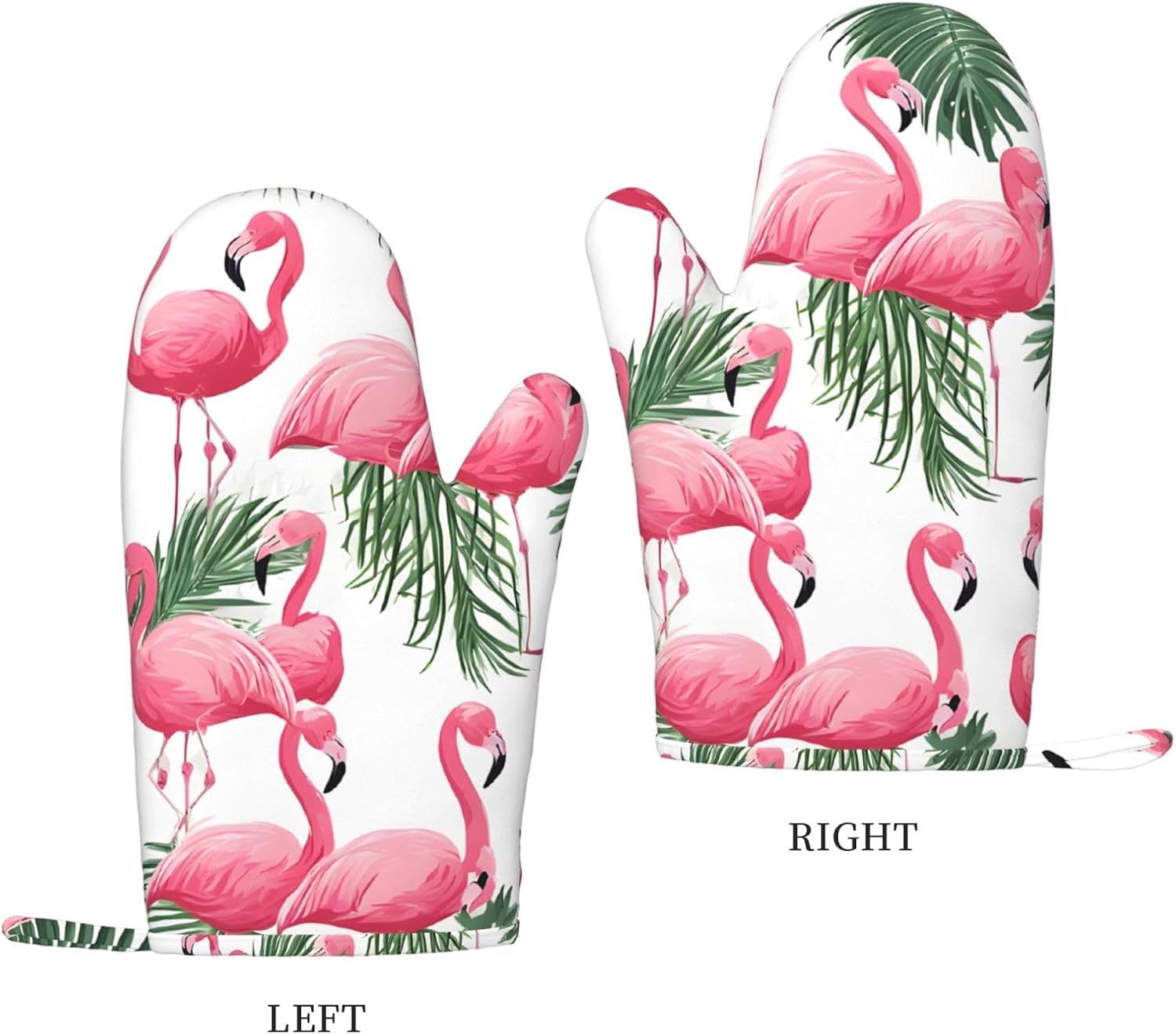 Flamingo Flowers 4pcs Oven Mitts and Pot Holders Sets for Kitchen, Silicone Oven Gloves Non-Slip Potholders Hot Pads for Baking Cooking