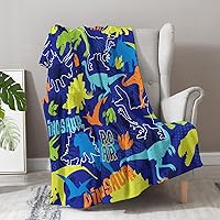 Vista 3 de Manta de regalo de dinosaurios para niños y niñas - Manta temática de dinosaurios para mujeres, niños, hombres y adultos, decoración suave de felpa