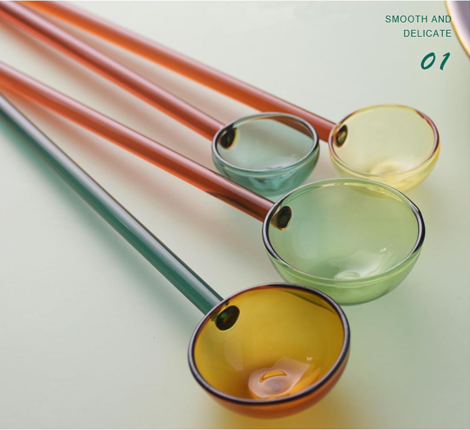 Set of 4 Clear Glass Stirring Spoons Transparent Crystal Coffee Cocktail Mixing Spoon Teaspoons Milk Cold Drinks Swizzle Stick Salt Sugar Spice Appetizers Ice Cream Scoop for Bar Banquet Party