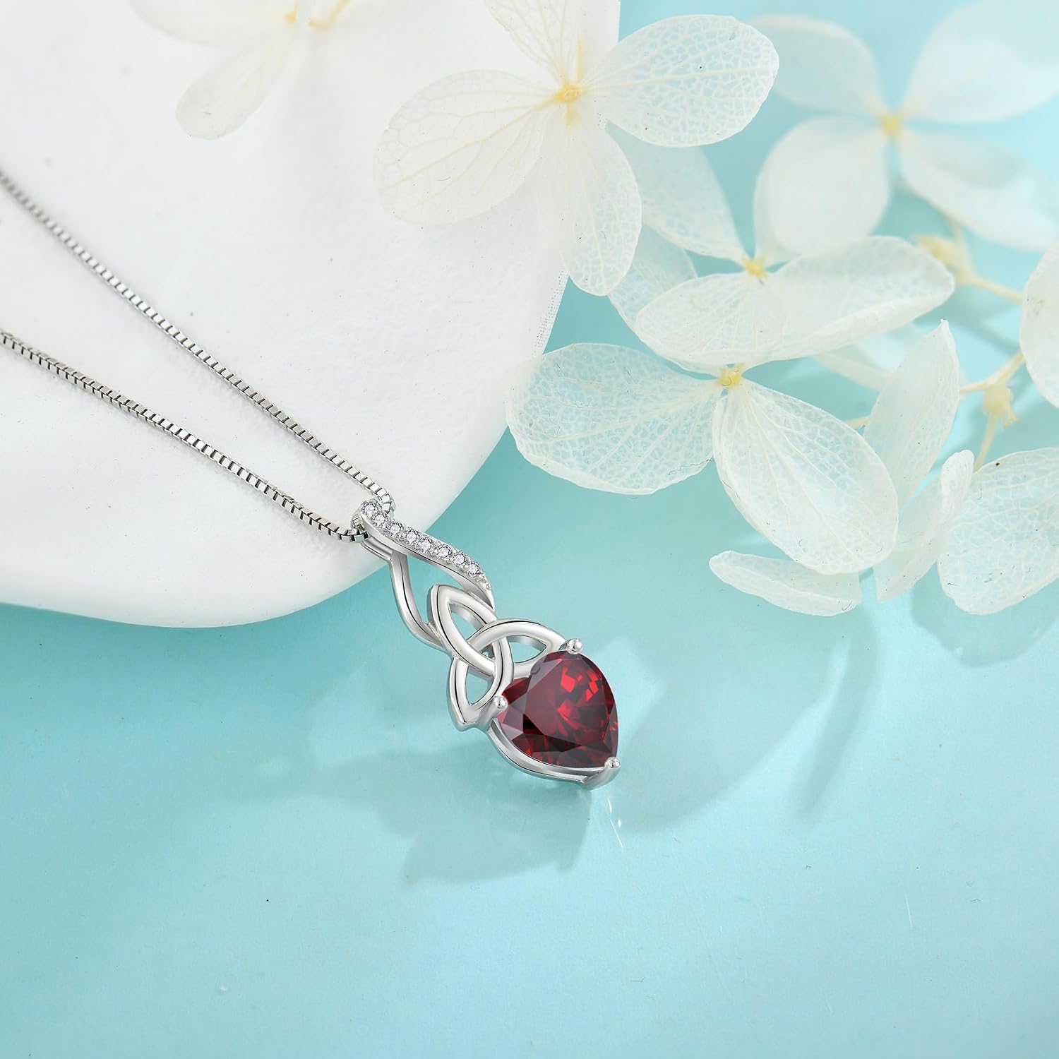 Infinity Celtic Knot Necklace for Women 925 Sterling Silver Irish Necklace Birthstone Jewelry Gifts for Her
