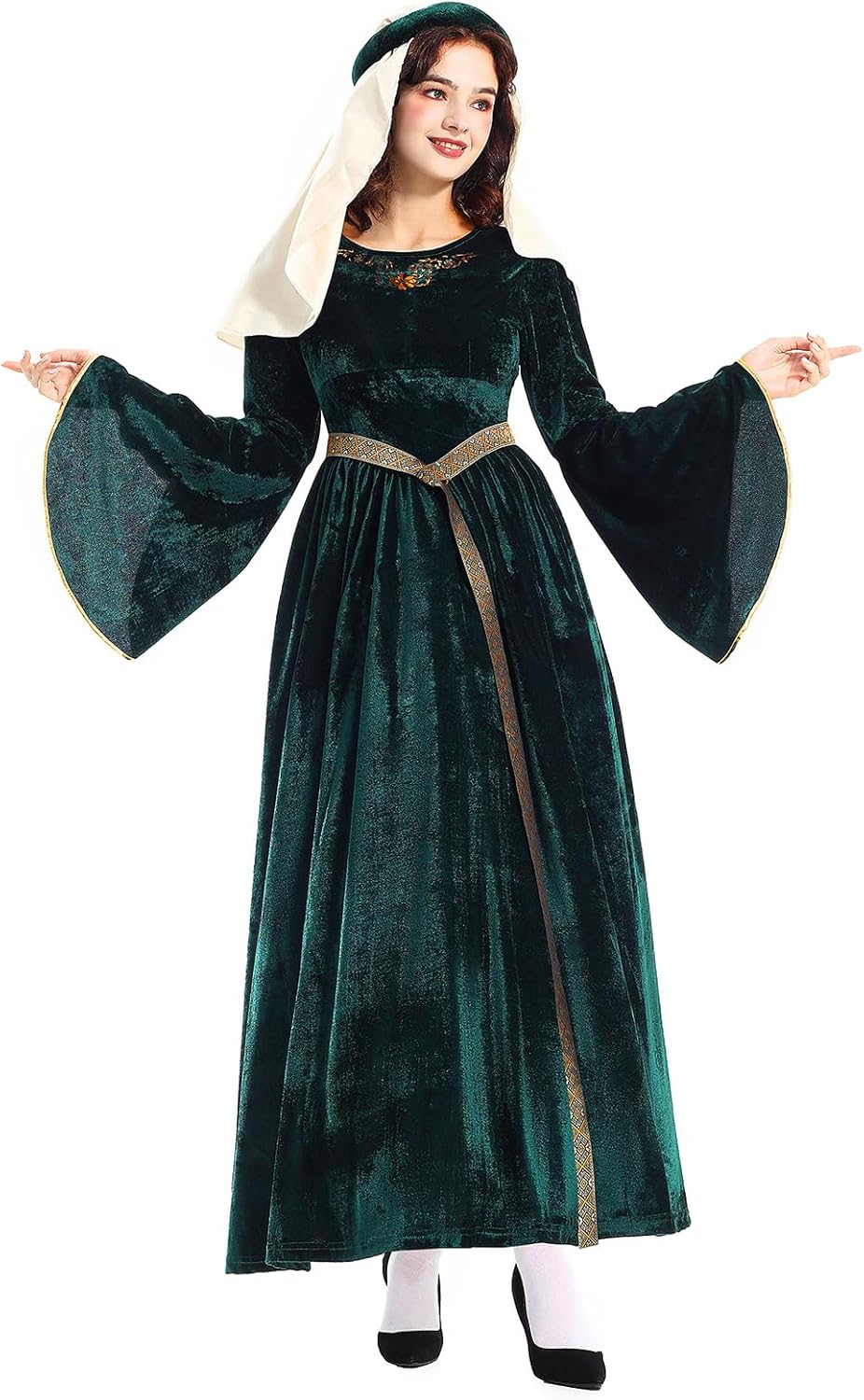 Women Renaissance Dress Medieval Costume for Women Long Dress Plus Size Velvet Queen Dresses Halloween Costume
