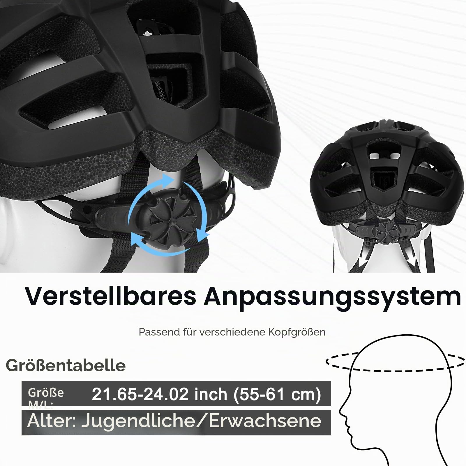 Fahrradhelm Damen und Herren, Fahrradhelm Erwachsene mit 19 Große Belüftungskanäle, Radhelm, Cityhelm Urban Fahrradhelm, Fahrrad Helm 55-61 cm