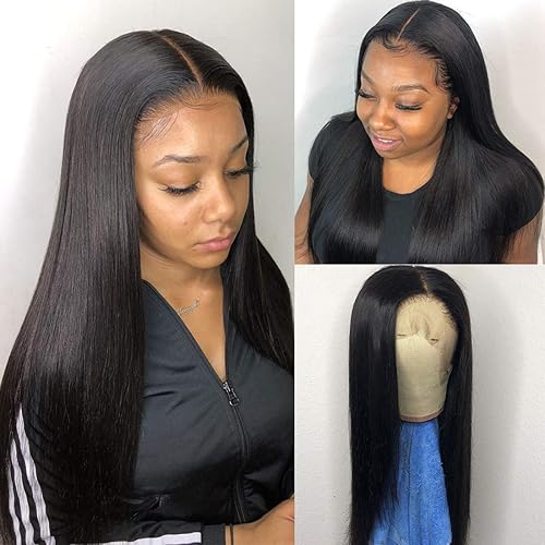 a alimice 13x4 Lace Front Wigs Human Hair Pre Plucked Wigs for Black Women Human Hair Wigs with Baby Hair Remy Brazilian Straight Lace Wigs 150% Denisty Natural Color (22 inch, 150% Lace Front Wigs)
