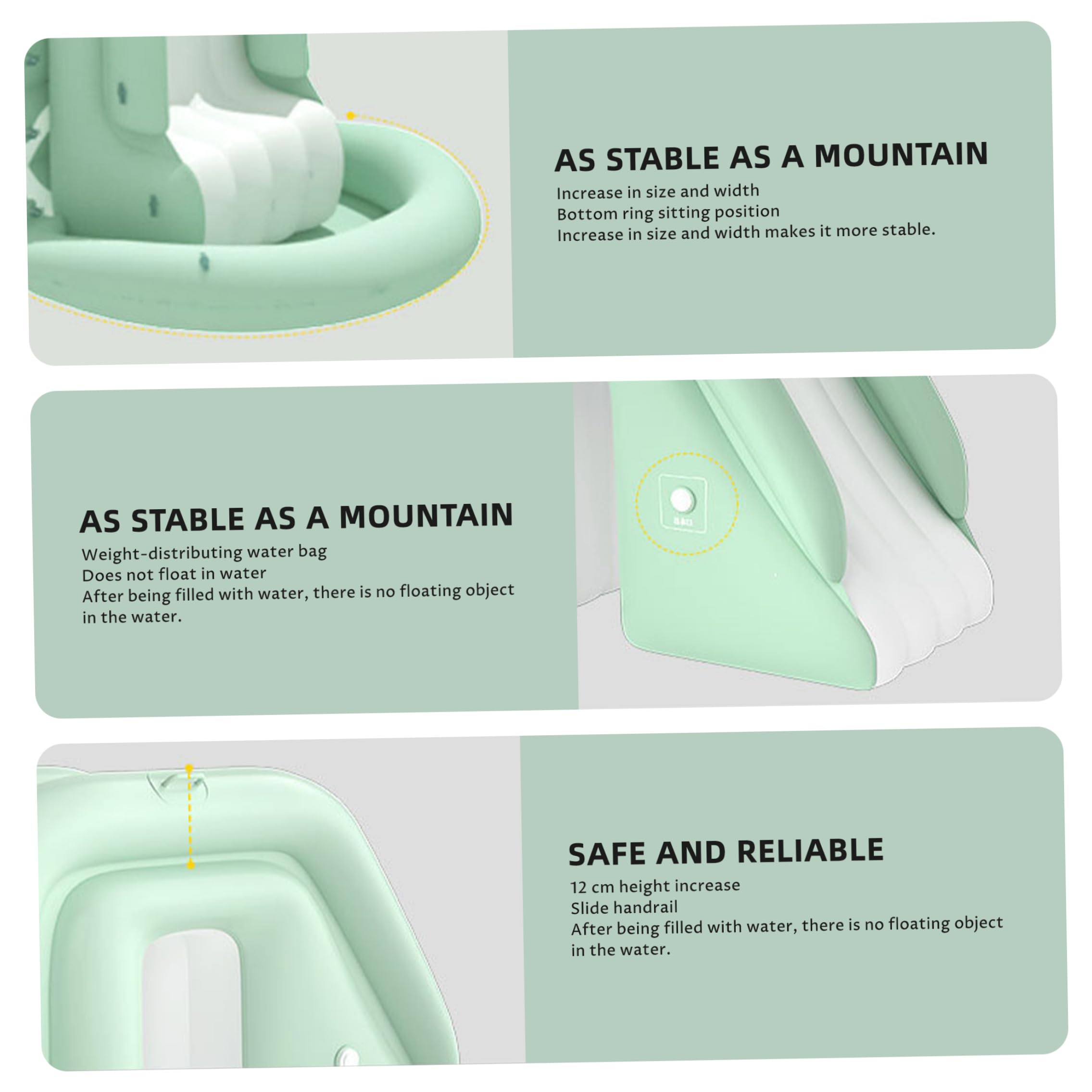Tobogán acuático Inflable para Piscina Juguete de PVC para jardín de Verano con Base ensanchada antivuelco fácil instalación y Almacenamiento Verde Claro
