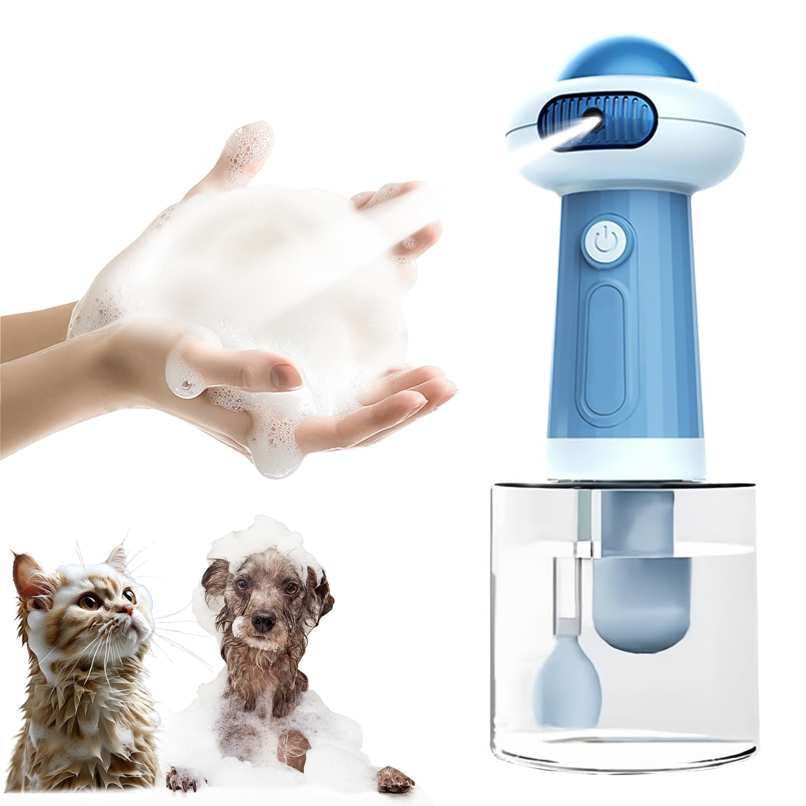 Dispenser di sapone elettrico per animali domestici, macchina automatica per schiumare shampoo, spruzzatore elettrico per cani e gatti, attrezzatura per il lavaggio per il bagno o la doccia di cani e