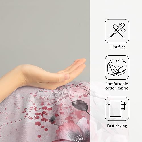 Miniatura 4 de Giwawa Juego de 2 toallas de mano con diseño floral de cerezo, suaves y absorbentes, para baño, cocina, hotel, spa, decoración