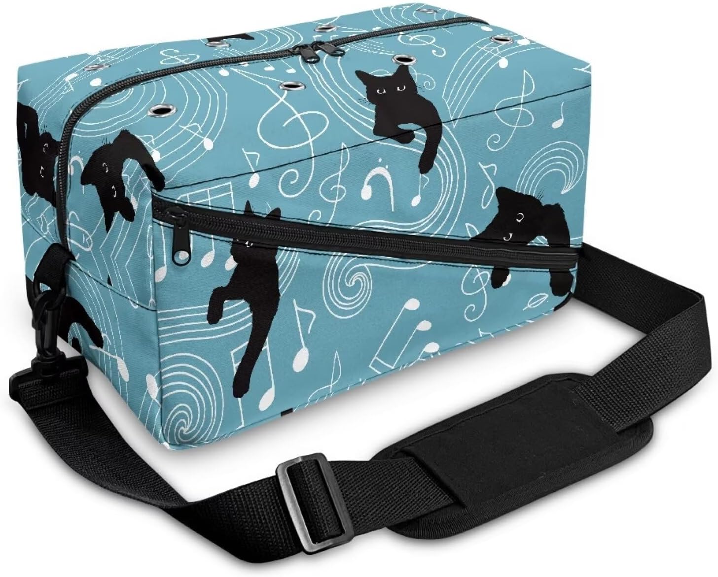 Kathyboom Black Cat Knitting Bag for Yarn Storage Durable Crochet Bag with Shoulder Straps, Yarn Accessories Organizer for Knitting Needles, Crochet Hooks and Other Accessories