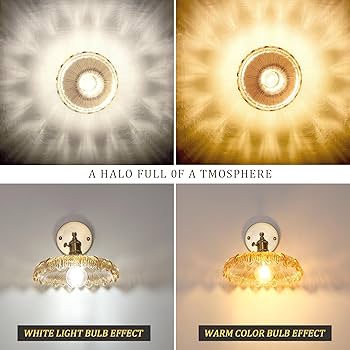 Shenmoyl Semi Flush Mount Vintage Lights Fixture with Amber